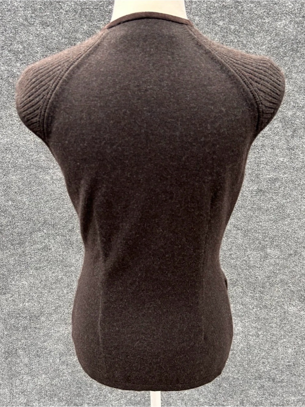 Loro Piana Dark Brown 100% Cashmere & Suede Trim Button-Front Sweater Vest - Picture 7 of 16